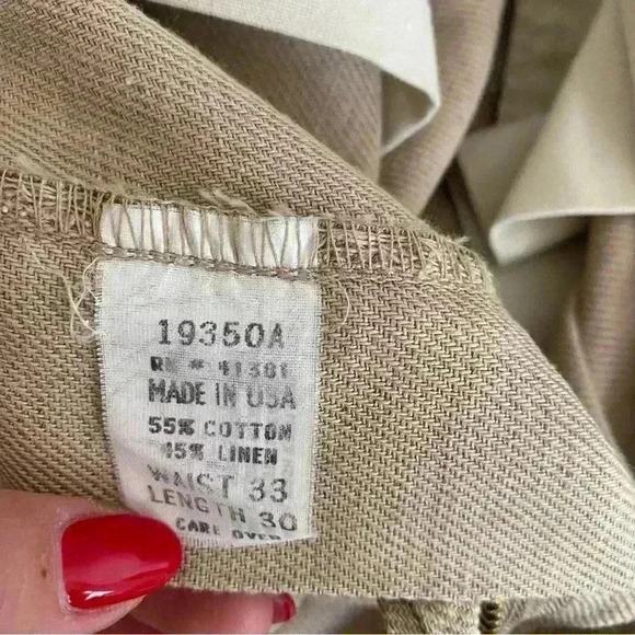 Vintage Polo Ralph Lauren Beige Linen Blend Pants 33 x 30 MADE IN USA - Picture 11 of 13